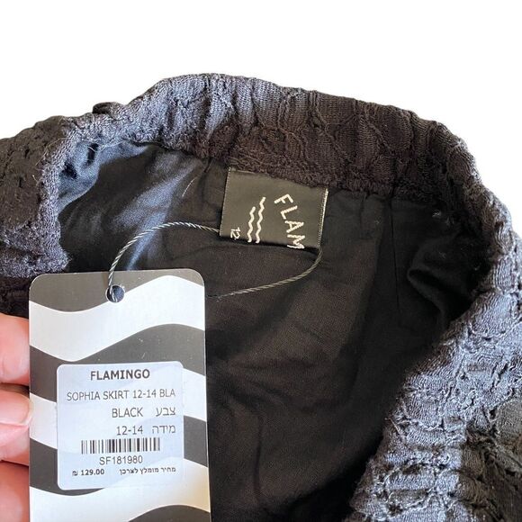 Flamingo NEW black lace elastic band lined size 12-14 Sophia skirt - Picture 5 of 5